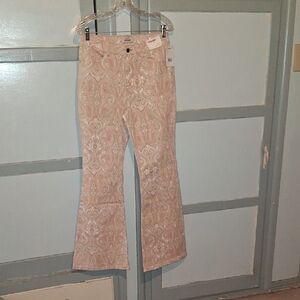 Wrangler High-Rise Flare Pants - Cream and Pink